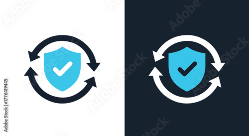 Continuous security update loop - Vector icon symbol for website - Icon vector - Blue icon vector - Line and glyph solid icon and logo template