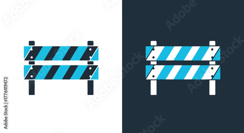Construction safety barrier icon - Vector icon symbol for website - Icon vector - Blue icon vector - Line and glyph solid icon and logo template