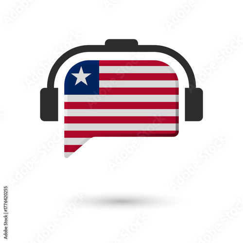 An illustration of Liberia map silhouette with glowing blue color gradient and surrounded by grid globe. Suitable for design element, background, or infographic.