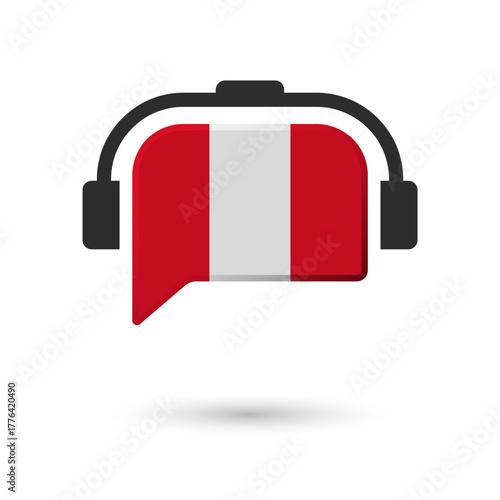 An illustration of Peru map silhouette with glowing blue color gradient and surrounded by grid globe. Suitable for design element, background, or infographic.