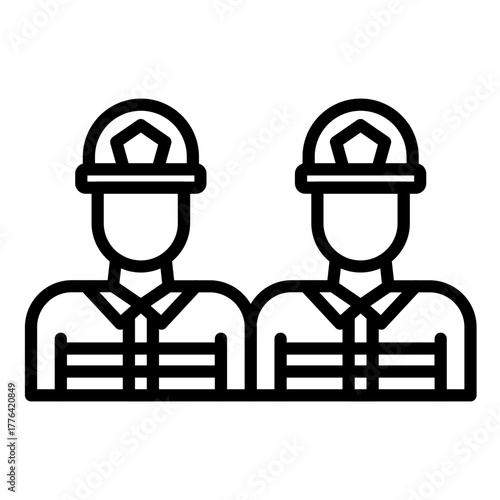 Firefighter Team Line Color Icon