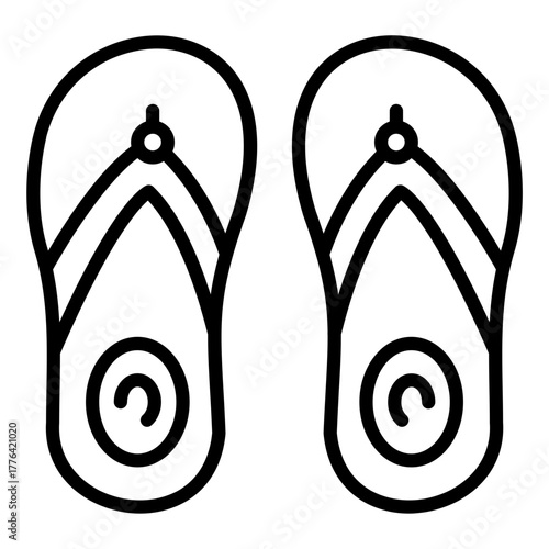 Flip Flops Line Color Icon