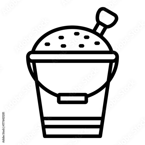 Sand Bucket Line Color Icon