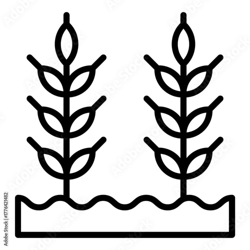 Wheat Plantation Line Color Icon