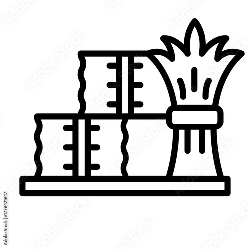 Hay Bale Line Color Icon