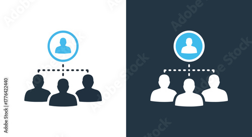 Team hierarchy network concept - Vector icon symbol for website - Icon vector - Blue icon vector - Line and glyph solid icon and logo template