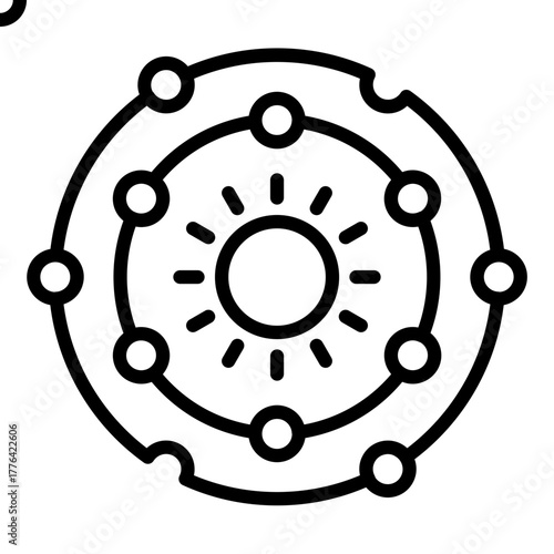 Solar System Line Color Icon