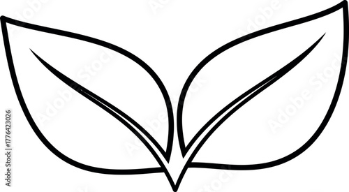 Vector Illustration of Two Simple Green Leaves on White Background, Nature Icon