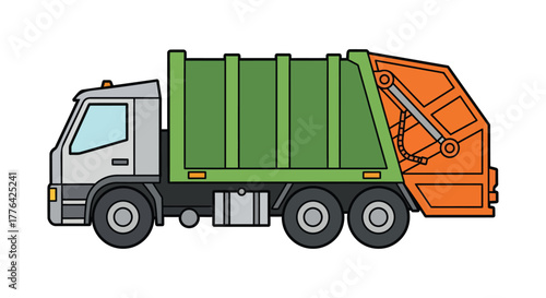 Garbage truck vector illustration, perfect for waste management and sanitation themes