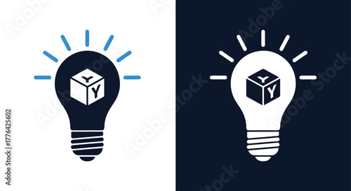 Innovative idea box product icon - Vector icon symbol for website - Icon vector - Blue icon vector - Line and glyph solid icon and logo template