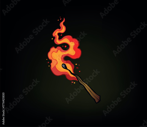 Striking burning match with a bright flame — a bold symbol of ignition, energy, and ideas. Perfect for branding, posters, and conceptual designs.