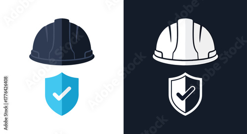 Industrial safety hard hat icon - Vector icon symbol for website - Icon vector - Blue icon vector - Line and glyph solid icon and logo template