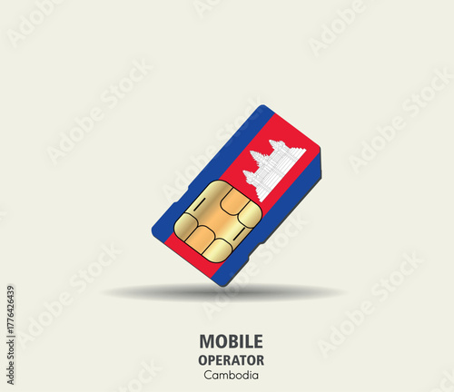 Cambodia SIM Card — 3D Global Mobile Telecommunications Illustration