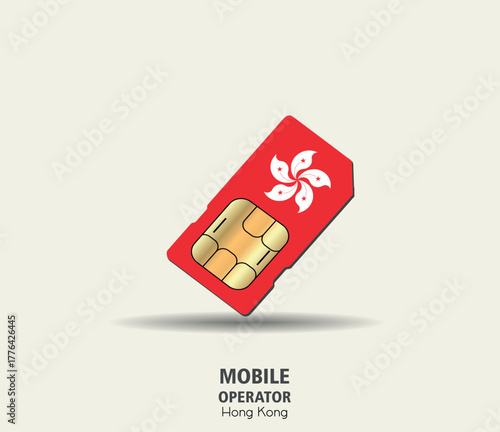 Hong Kong SIM Card — 3D Illustration of Mobile Connection and Technology