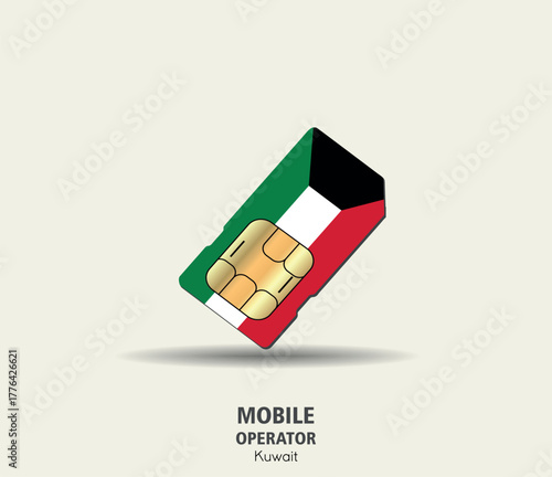 Kuwait SIM Card — 3D Render of International Mobile Connection