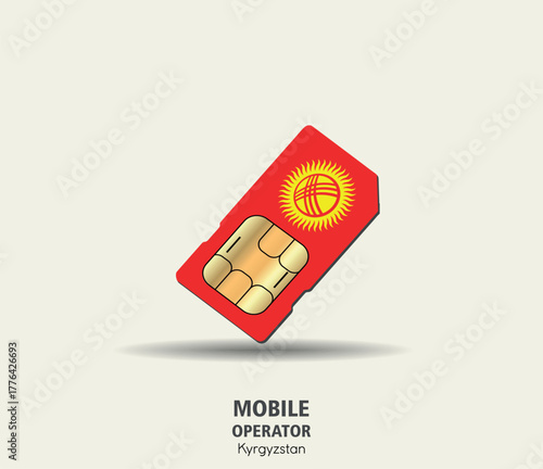 Kyrgyzstan SIM Card — 3D Icon of Global Connectivity