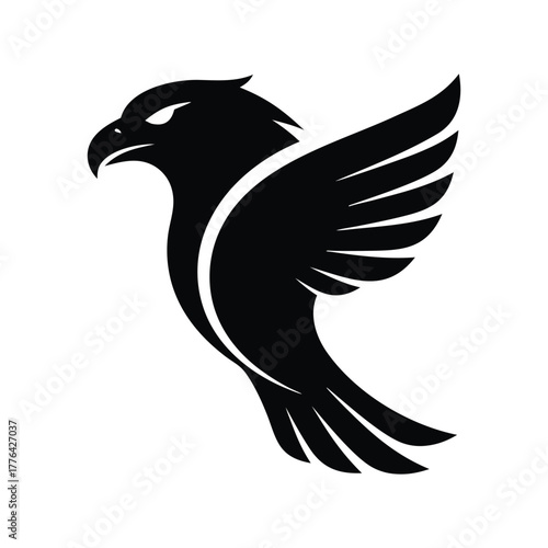 Minimalist soaring eagle bird falcon mascot vector logo