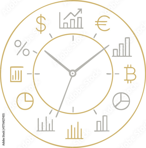 Financial Clock — Global Currency and Market Timing Concept