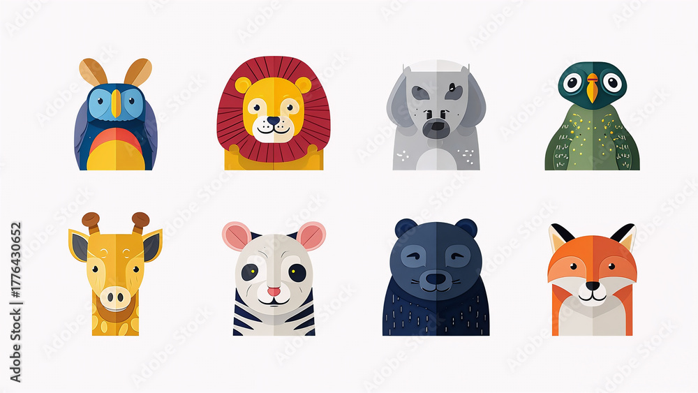 Obraz premium set of funny cartoon animals