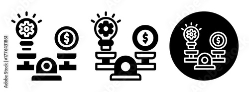 Break Even Point Icon Collection Glyph & Mixed Style