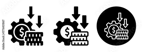 Reduce Cost Icon Collection Glyph & Mixed Style