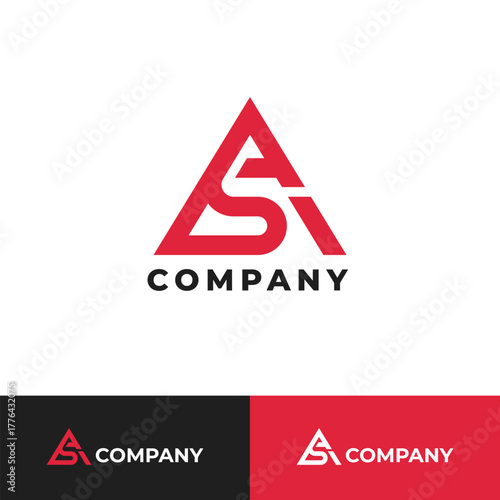 Free Download Modern SA Lettermark Company Logo in Red Triangle - GFXLoad