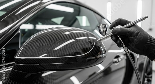 Wallpaper Mural Professional car detailing process of applying a ceramic coating to a carbon fiber car mirror Torontodigital.ca