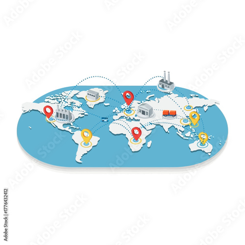 Vector Illustration of Worldwide Shipping and Distribution Strategy