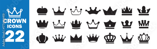 Vector Crown Icon Pack, Prestige and Power Silhouette Collection