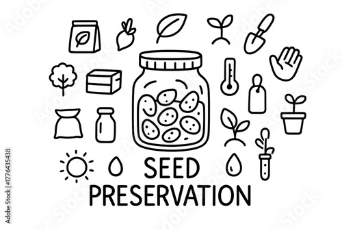 Seed Preservation Doodles. Seed Preservation. Hand-drawn doodle illustration of Seed Preservation. In the