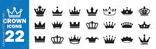 Royalty Crown Icon Pack, Monarch King and Queen Symbols