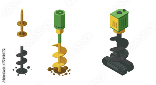 Isometric augers and drills: construction equipment for digging and groundwork