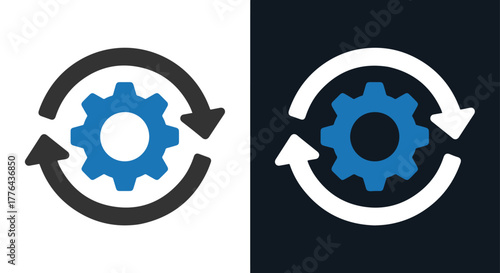 System settings update process - Vector icon symbol for website - Icon vector - Blue icon vector - Line and glyph solid icon and logo template