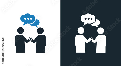 People communicating icon design - Vector icon symbol for website - Icon vector - Blue icon vector - Line and glyph solid icon and logo template