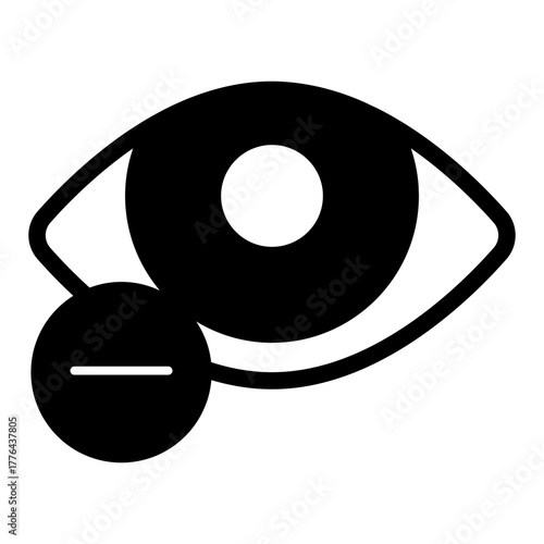 Eye and minus solid icon, vision treatment concept. Vector graphics. Myopia, ophthalmology sign on white background, style icon mobile or web design.