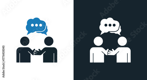 Business communication icon set - Vector icon symbol for website - Icon vector - Blue icon vector - Line and glyph solid icon and logo template