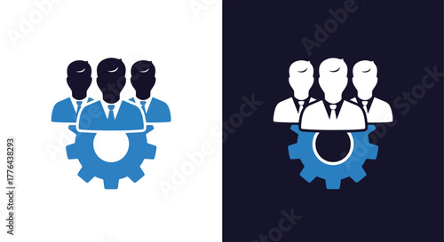 Team management and process icon - Vector icon symbol for website - Icon vector - Blue icon vector - Line and glyph solid icon and logo template