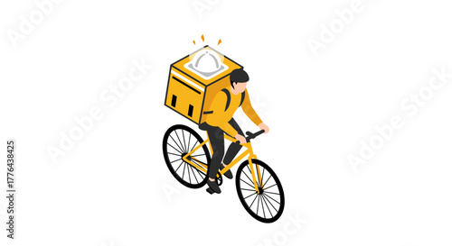 Isometric delivery cyclist with parcel box