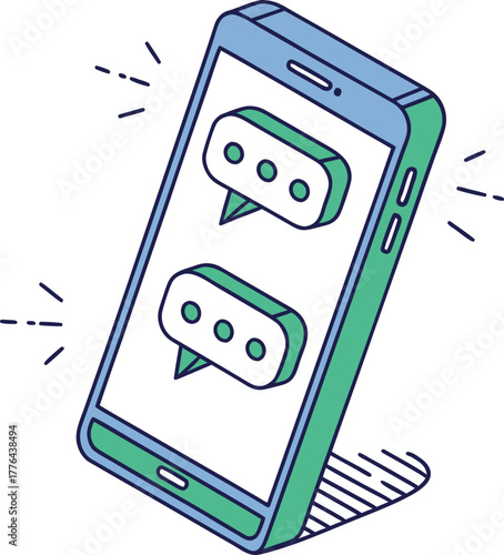 Smartphone with chat bubbles indicating active messaging app