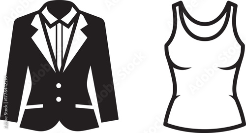 Flat Design Clothing Icons: Formal Jacket and Female Sleeveless Top