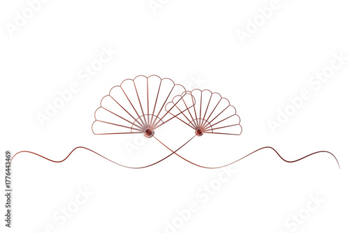 Chinese hand fan line art style. Chinese Ornament line art style