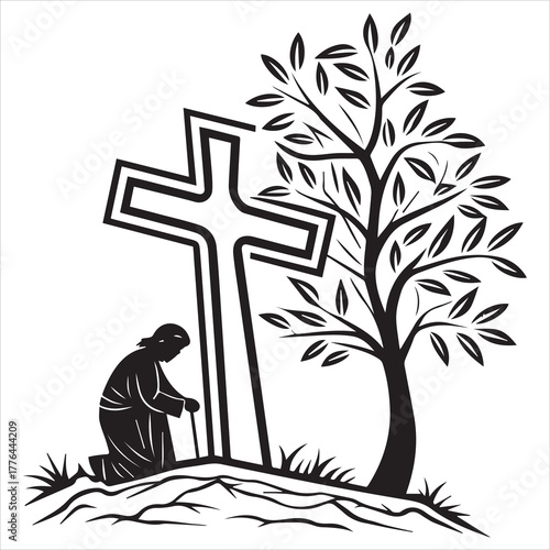 christian cross  icon vector