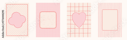 Set of 4 hand-drawn festive and whimsical frames and borders for holiday cards, invitations, and photo layouts, vector illustration.