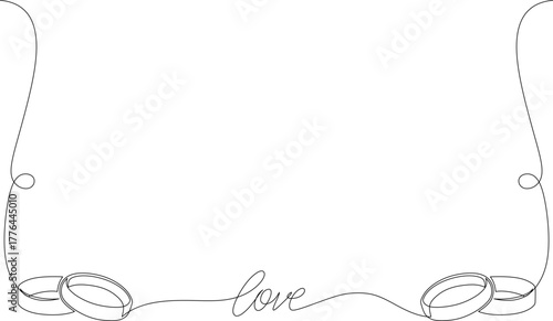 Valentine's Day line art style with ring and lettering of love