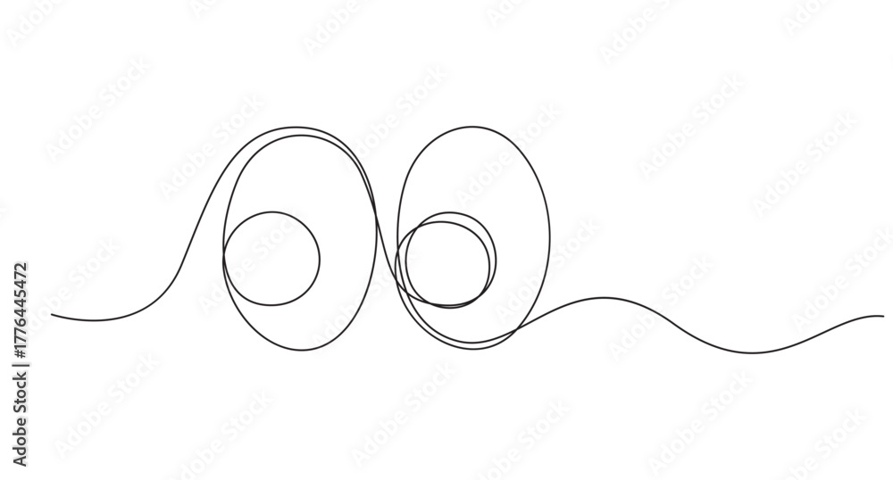 Obraz premium Continuous Line Art big Eyes icon,Minimalist Continuous Line Drawing of Expressive Eyes,