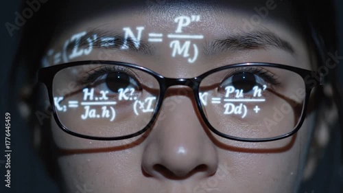 Wallpaper Mural Focused Student with Math Equations Reflected on Glasses. Torontodigital.ca