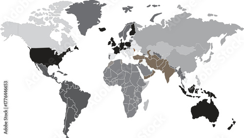 world map on white background
