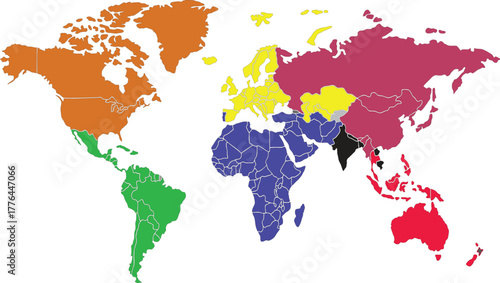 colour world map vector illustration