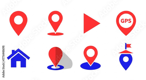 Solid Style Location Marker Icons – GPS, Pin, Navigation & Home Symbols