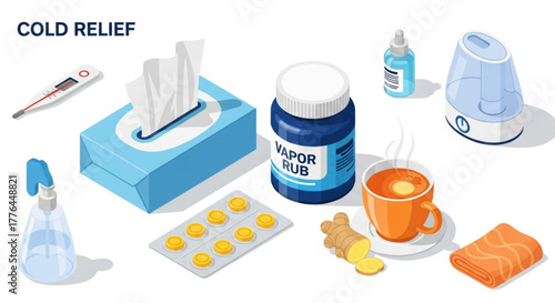 Cold Relief Essentials – Tissue, Vapor Rub & Cough Drops Isometric Set
